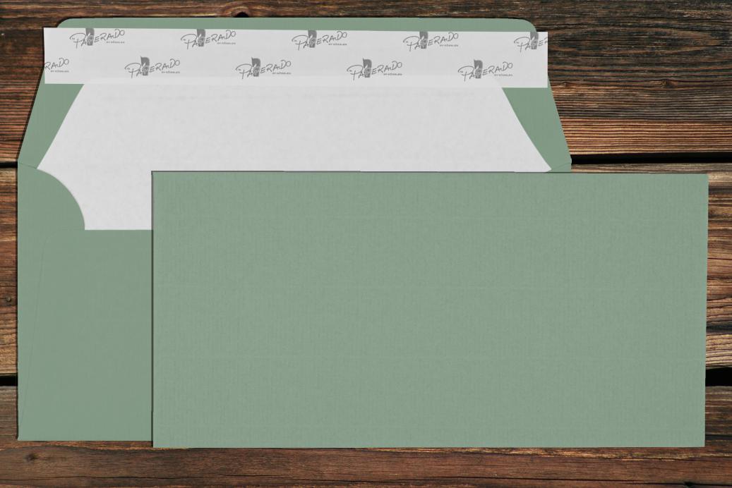 Briefhüllen mit Seidenfutter DL 110x220 mm Haftklebend Eucalyptus gerippt 100 g/qm